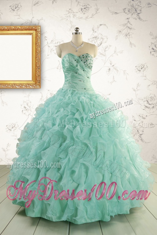 2016 Pretty Sweetheart Beading Quinceanera Dresses in Apple Green