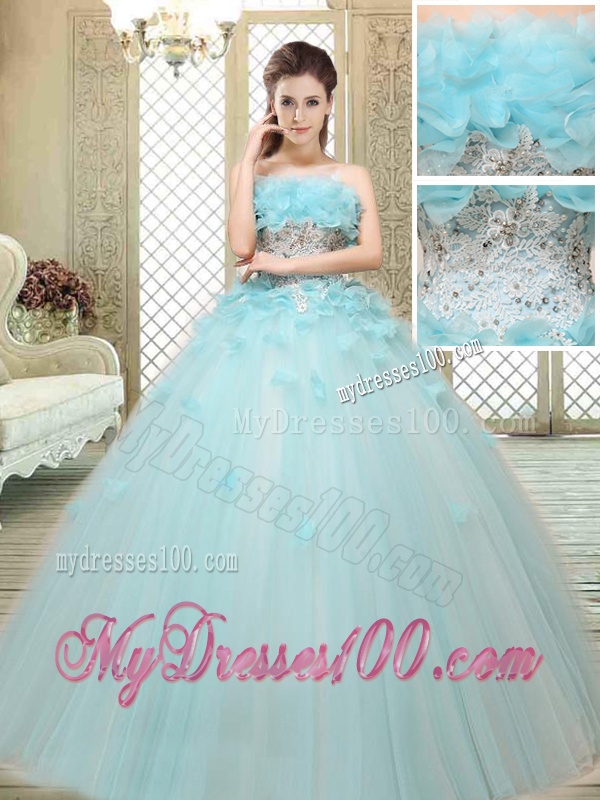 Beautiful Strapless Quinceanera Dresses with Appliques and Ruffles