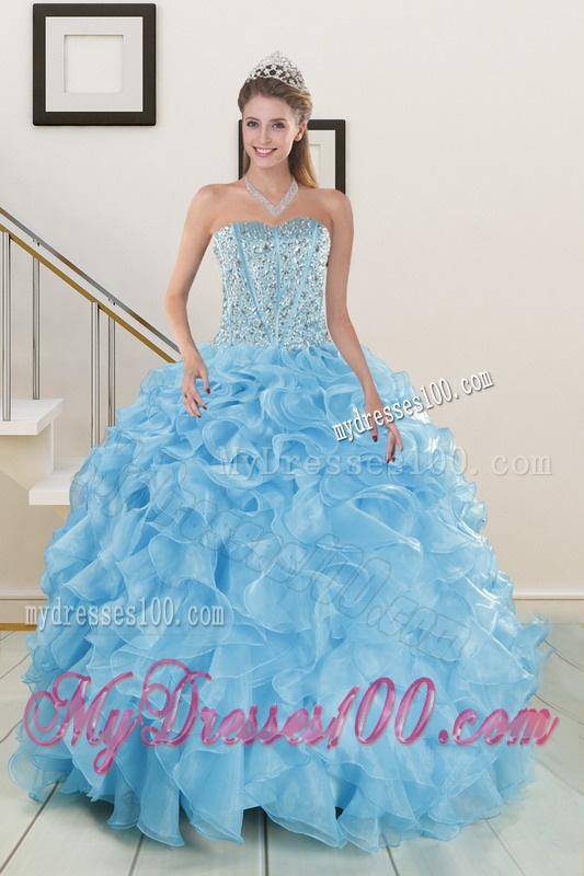 Brand New Beading Aqua Blue Quinceanera Dresses