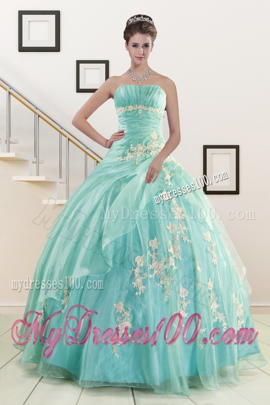 Discount Blue Quinceanera Dresses with Appliques for 2016