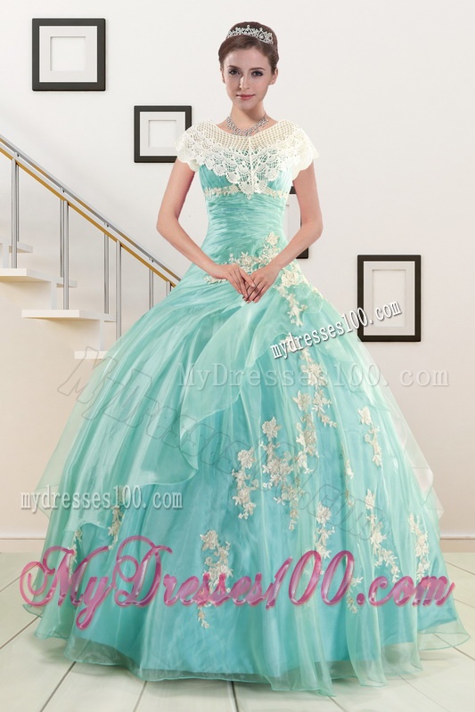 Discount Blue Quinceanera Dresses with Appliques for 2016