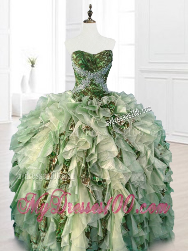 Luxurious Beading Multi Color Quinceanera Dresses with Ruffles and Pattern