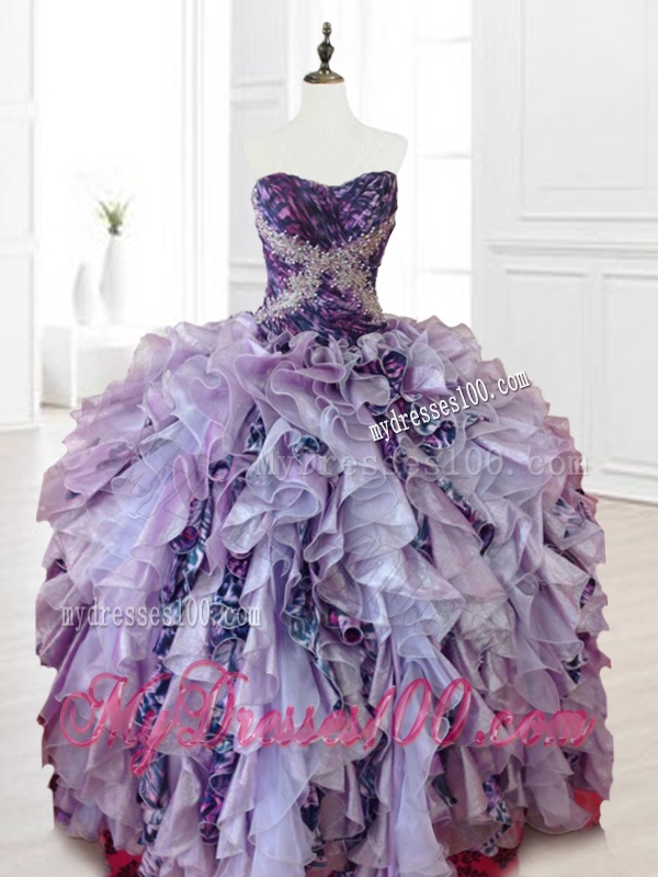 Luxurious Beading Multi Color Quinceanera Dresses with Ruffles and Pattern