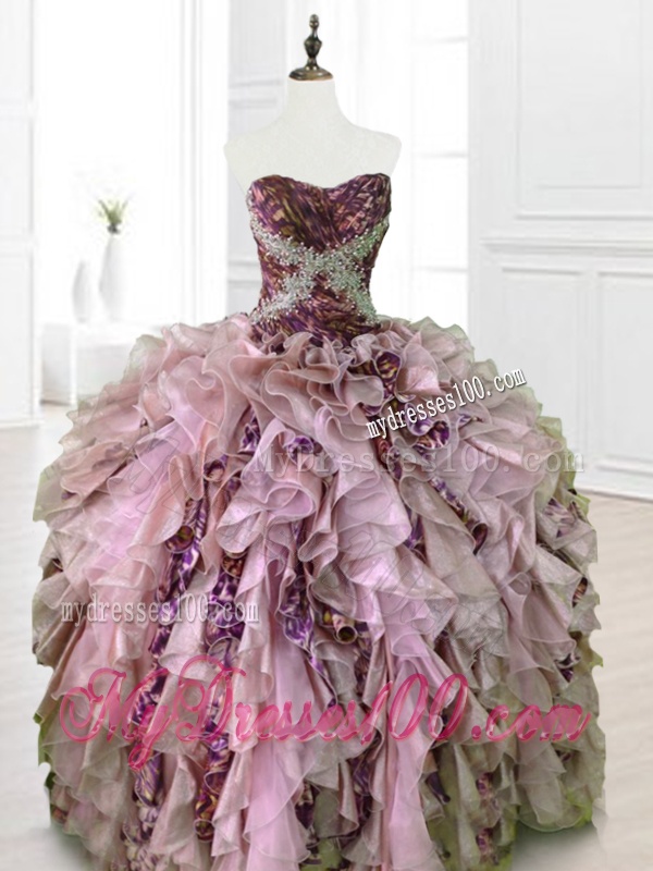 Luxurious Beading Multi Color Quinceanera Dresses with Ruffles and Pattern