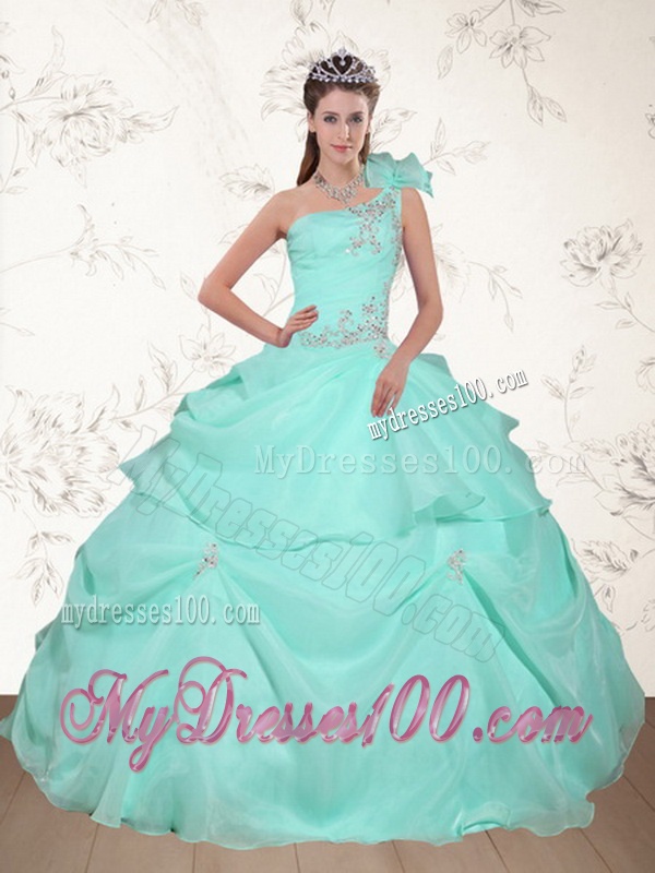 Pretty Beading and Appliques 2016 Quinceanera Dress in Apple Green