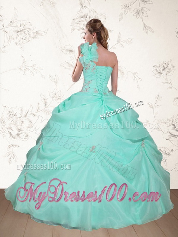 Pretty Beading and Appliques 2016 Quinceanera Dress in Apple Green