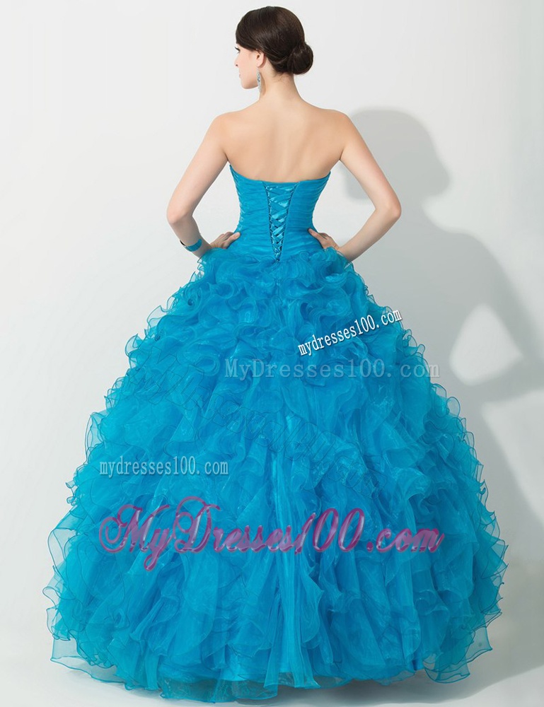 Princess Baby Blue Quinceanera Gown with Beading and Ruffles