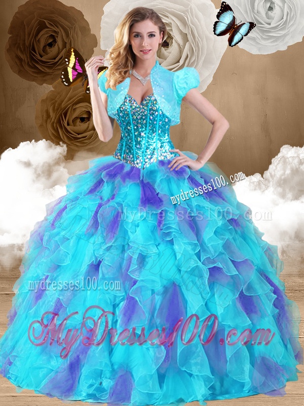 Sweet Ball Gown Sweetheart Ruffles Sweet 16 Dresses in Multi Color