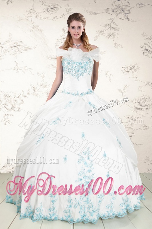 Modest Appliques 2016 Quinceanera Dresses in White