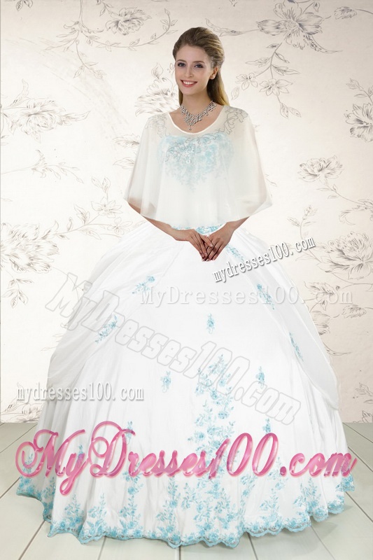 Modest Appliques 2016 Quinceanera Dresses in White