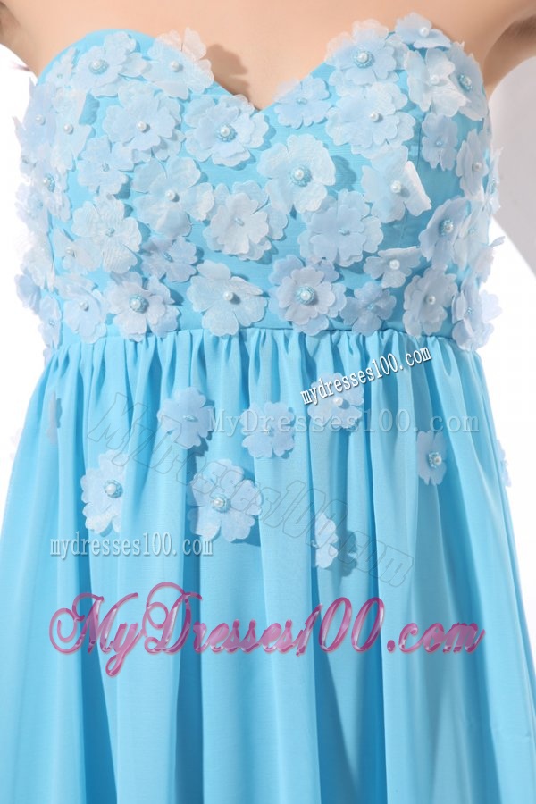 Aqua Blue Empire Sweetheart Floor-length Appliques Evening Dress for 2016