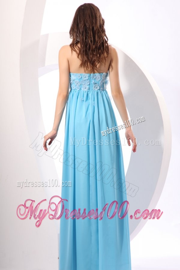 Aqua Blue Empire Sweetheart Floor-length Appliques Evening Dress for 2016