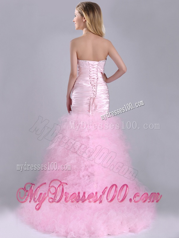 Luxurious Ruffled Taffeta and Tulle Evening Dress with Beading and Sequins