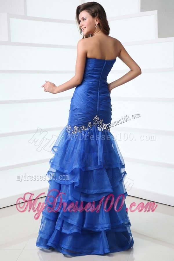 Sexy Blue Mermaid Sweetheart Floor-length Organza 2016 Spring Evening Dress with Beading