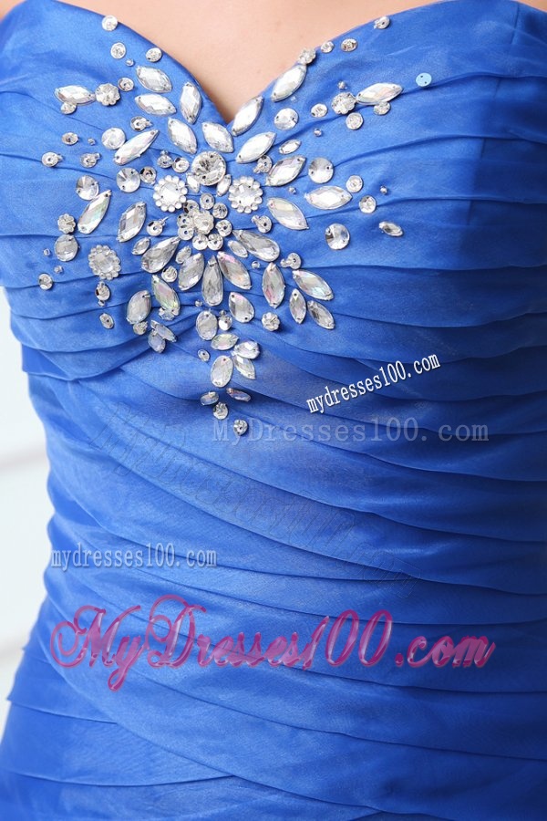 Sexy Blue Mermaid Sweetheart Floor-length Organza 2016 Spring Evening Dress with Beading