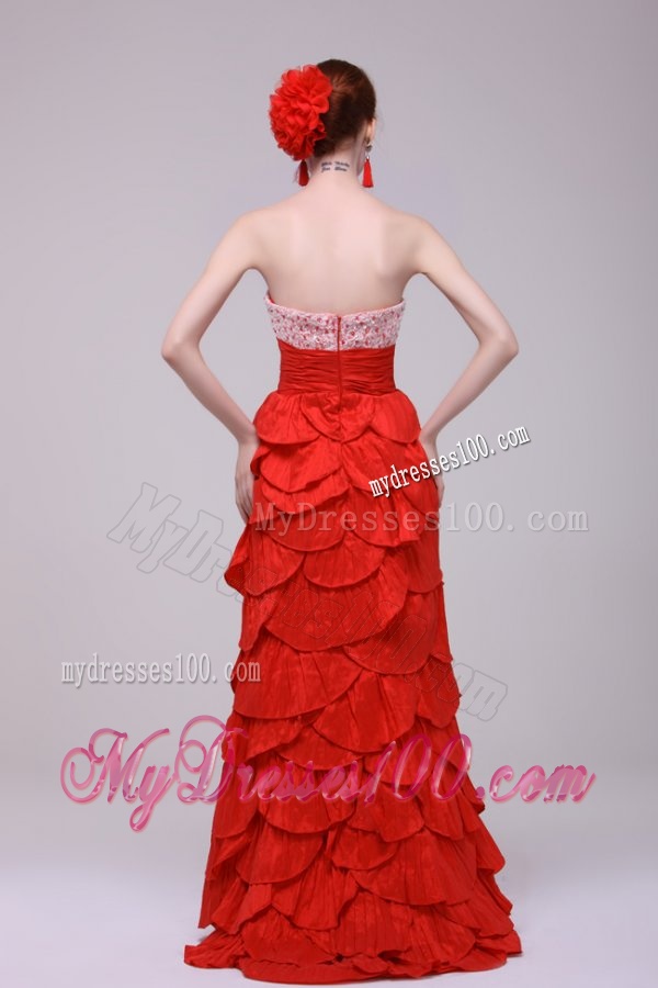 Wonderful Column Sweetheart Red Floor-length Evening Dresses with Beading