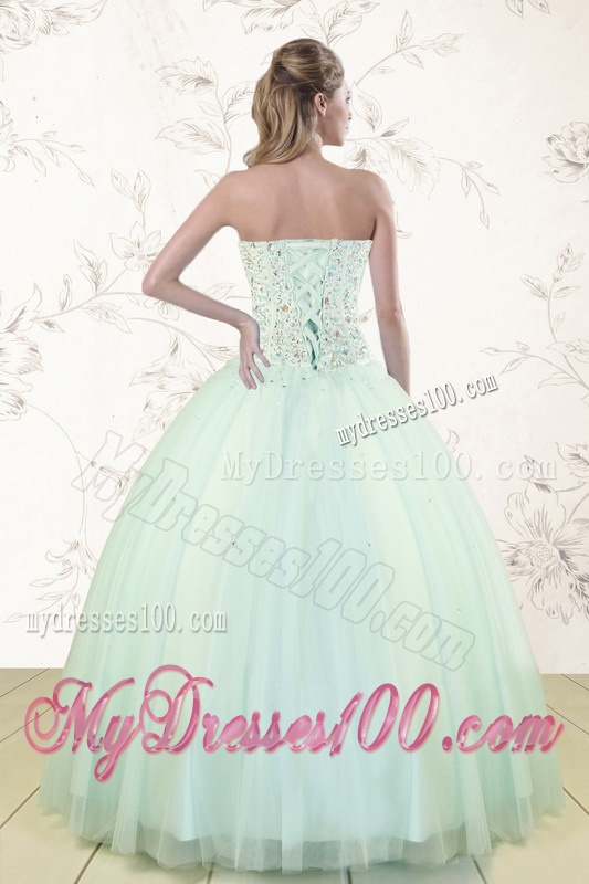 2016 Big Puffy Light Blue Sweet 15 Dresses with Beading