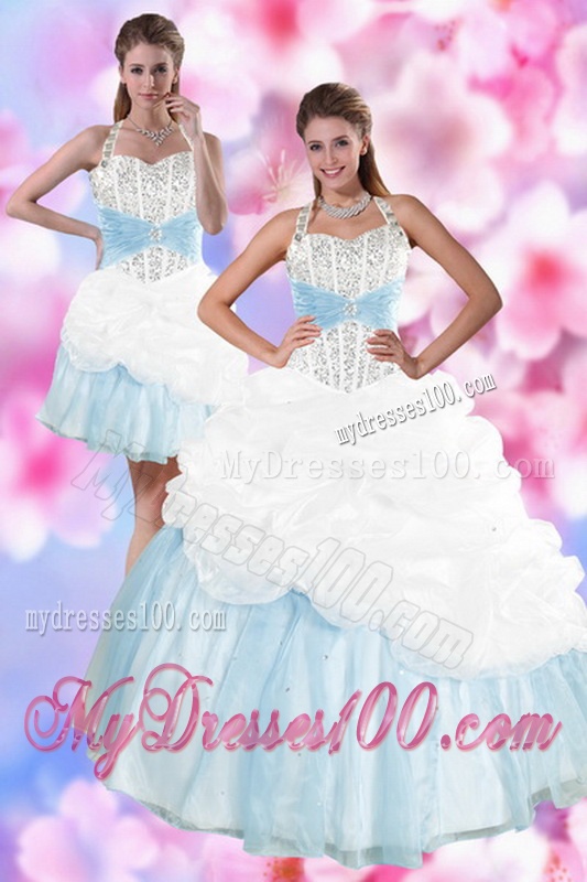 2016 Multi Color Halter Top Quinceanera Dresses with Pick Ups and Beading