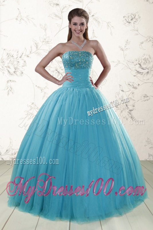 2016 New Style Sweetheart Baby Blue Quinceanera Dresses with Appliques