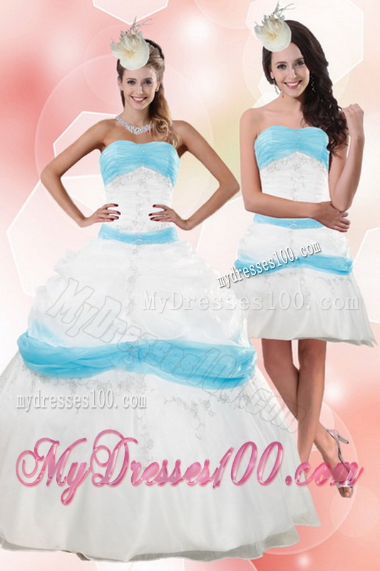 2016 Strapless Floor Length Appliques Quince Dresses