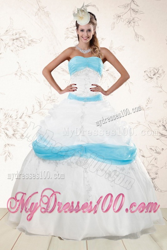 2016 Strapless Floor Length Appliques Quince Dresses