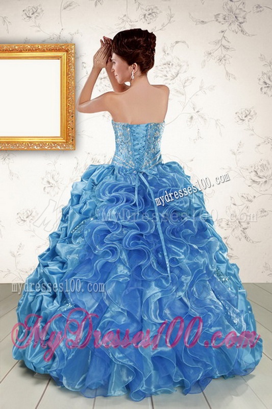 2016 Sweetheart Teal Quinceanera Gown with Embroidery and Pick Ups