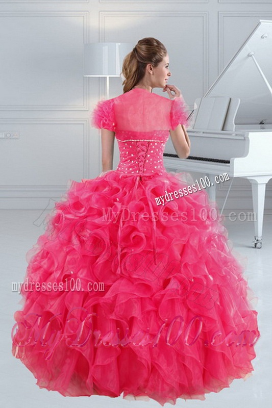 2016 Unique Hot Pink Quinceanera Dresses with Ruffles and Beading