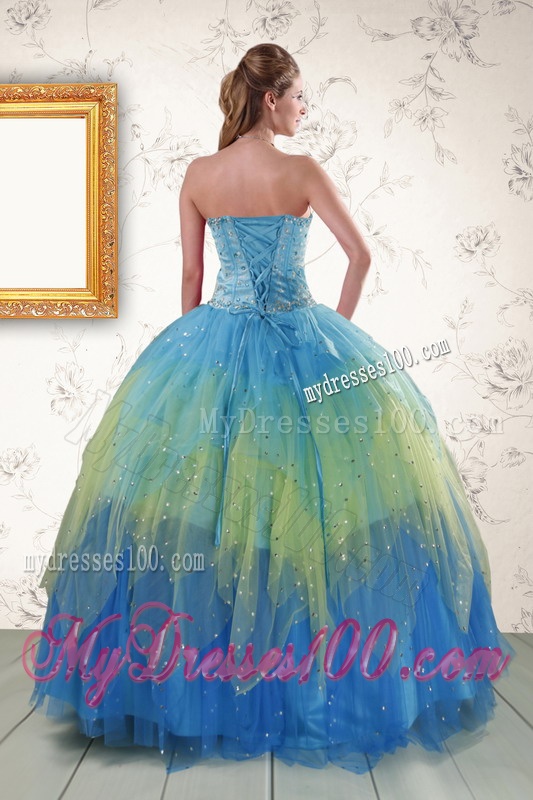 2016 Unique Sweetheart Beading and Ruching Quinceanera Dresses in Multi Color