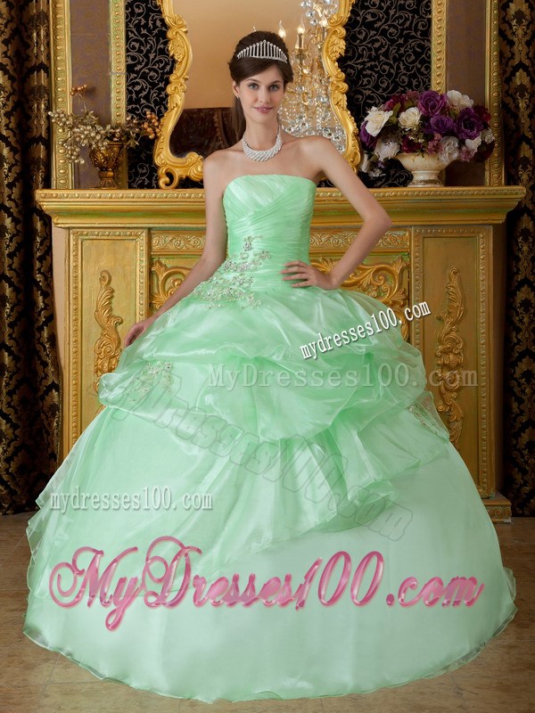Adorable Ruche Appliques Quinceanera Dresses in Apple Green
