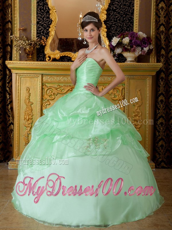Adorable Ruche Appliques Quinceanera Dresses in Apple Green