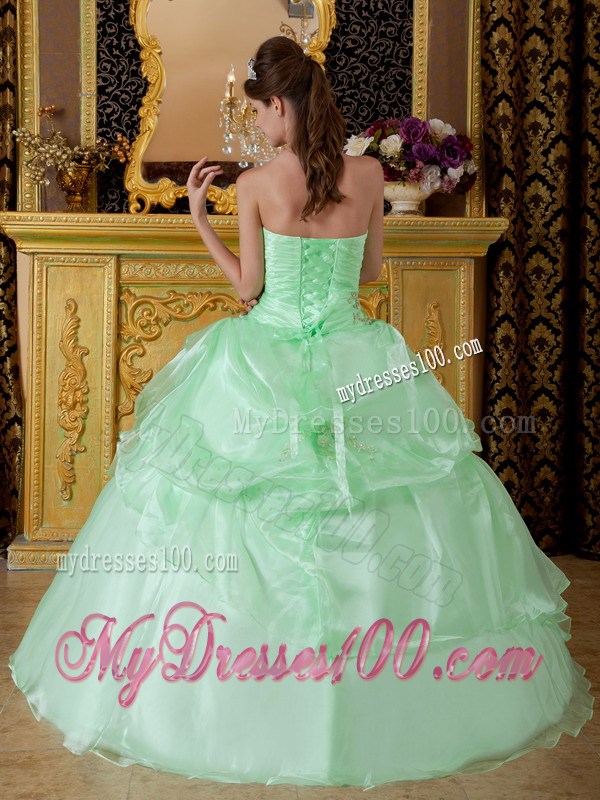 Adorable Ruche Appliques Quinceanera Dresses in Apple Green