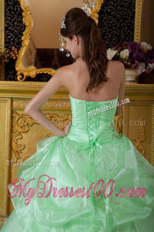 Adorable Ruche Appliques Quinceanera Dresses in Apple Green