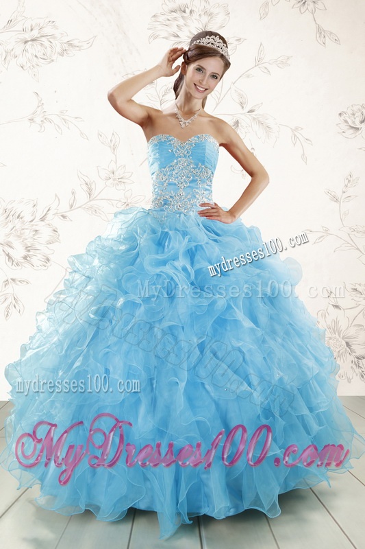 Aqua Blue Ball Gown Sweetheart Beading Sweet 16 Dresses