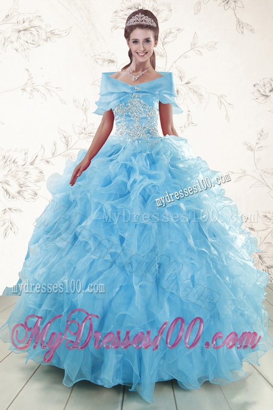Aqua Blue Ball Gown Sweetheart Beading Sweet 16 Dresses