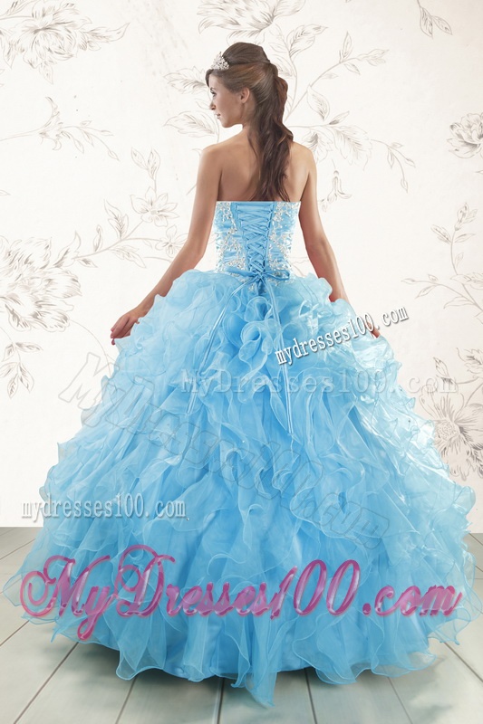 Aqua Blue Ball Gown Sweetheart Beading Sweet 16 Dresses