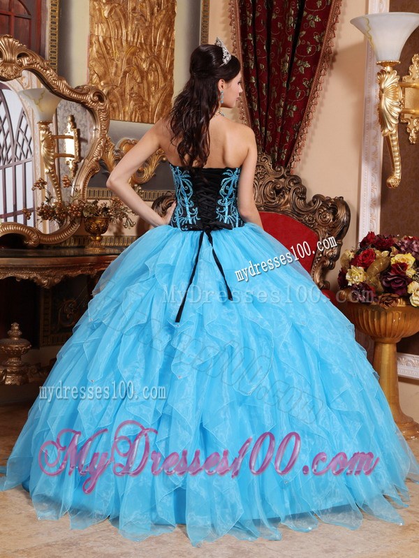 Beautiful Ruffles Corset Back Aqua Blue Quinceanera Dresses Ball Gown