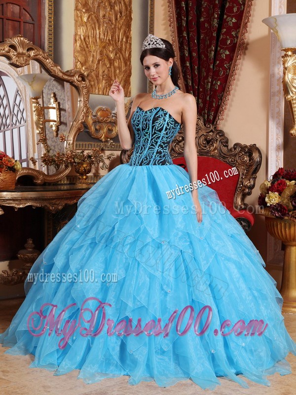 Beautiful Ruffles Corset Back Aqua Blue Quinceanera Dresses Ball Gown