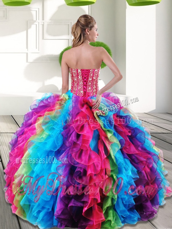 Beautiful Sweetheart Beading and Ruffles 2016 Quinceanera Dresses in Multi Color