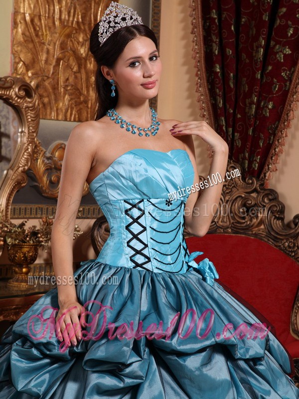 Elegant Teal Lace-up Back Quinceanera Dresses Picl-ups Ruffles