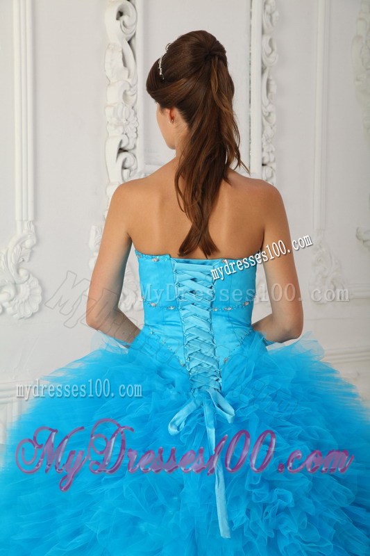 Extravagant Sweetheart Beaded Blue Quinceanera Dresses for Girls