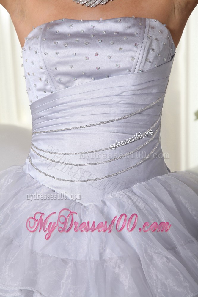 Gray Ruffle Layers Beaded Sweet Sixteen Birthday Party Dresses Handmade Flower