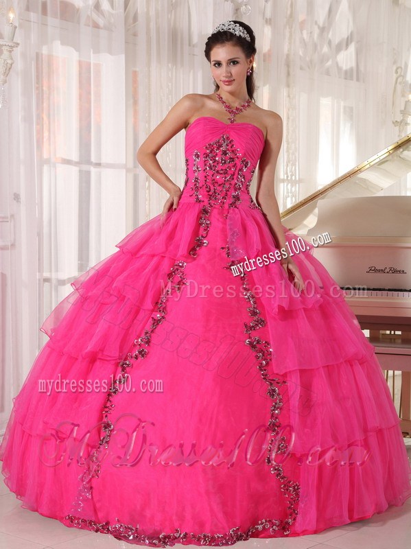 Ruffle Layers Beaded Hot Pink Sweet 16 Birthday Party Dresses in Fashion