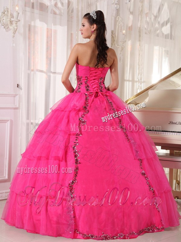 Ruffle Layers Beaded Hot Pink Sweet 16 Birthday Party Dresses in Fashion