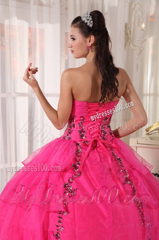 Ruffle Layers Beaded Hot Pink Sweet 16 Birthday Party Dresses in Fashion