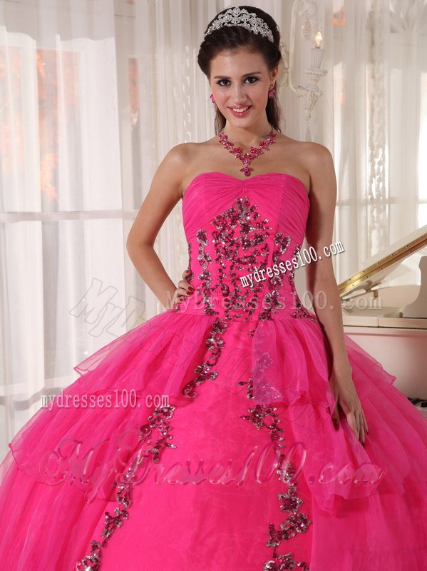 Ruffle Layers Beaded Hot Pink Sweet 16 Birthday Party Dresses in Fashion