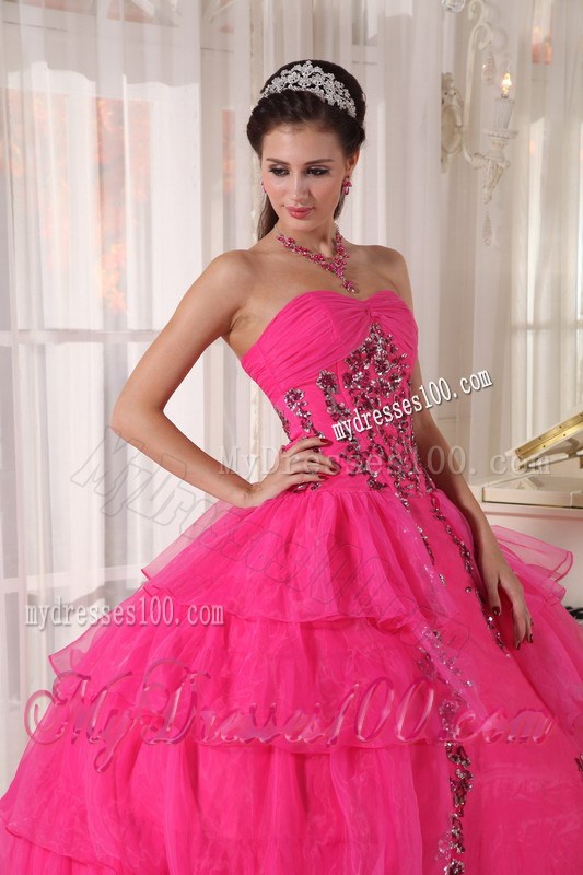Ruffle Layers Beaded Hot Pink Sweet 16 Birthday Party Dresses in Fashion