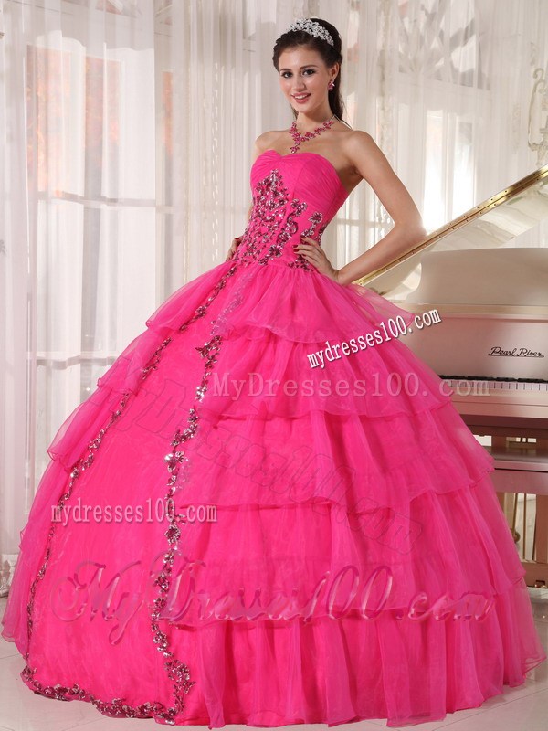 Ruffle Layers Beaded Hot Pink Sweet 16 Birthday Party Dresses in Fashion