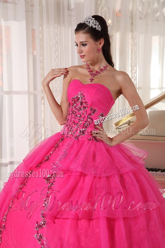 Ruffle Layers Beaded Hot Pink Sweet 16 Birthday Party Dresses in Fashion