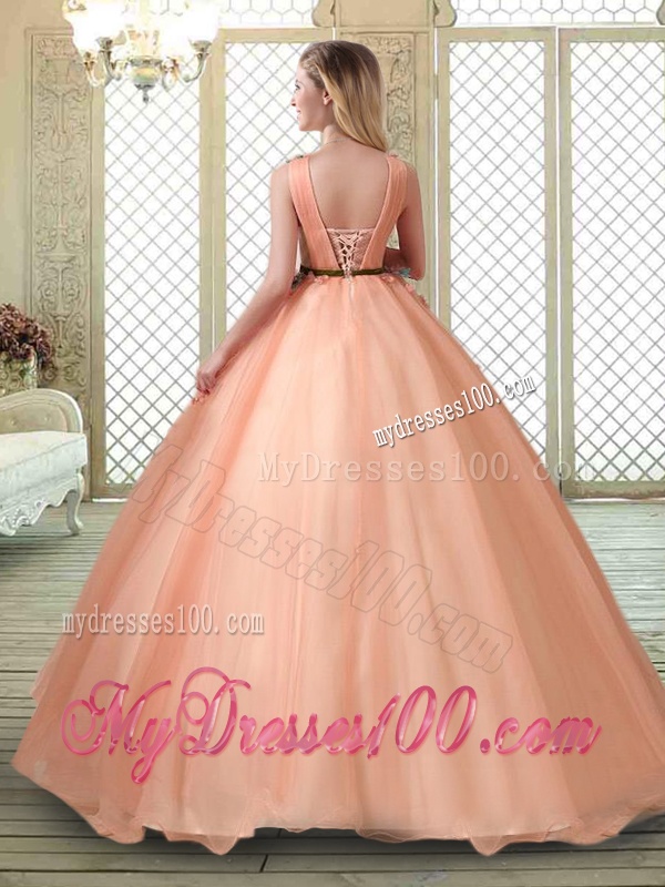Hot Sale V Neck Sweet 16 Dresses with Appliques and Beading