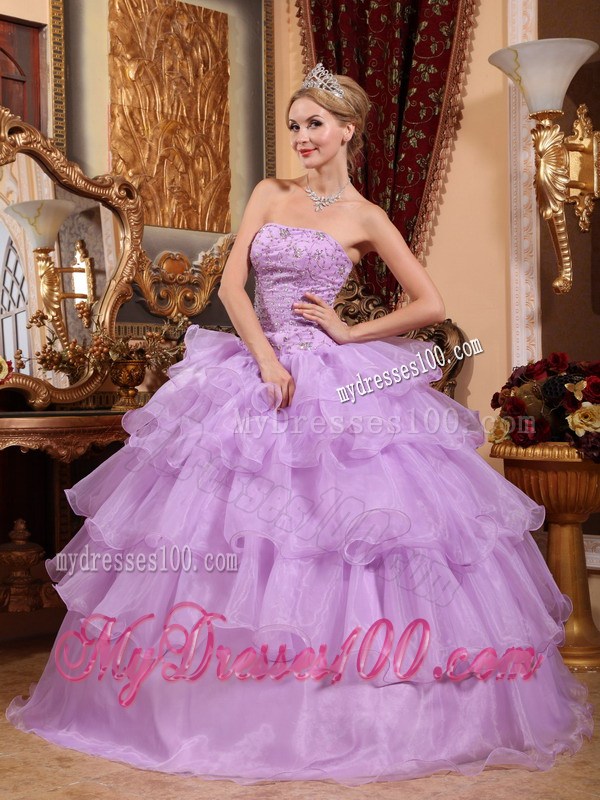Elegant Ruffle Layers Lavender Quinceanera Dress with Beading